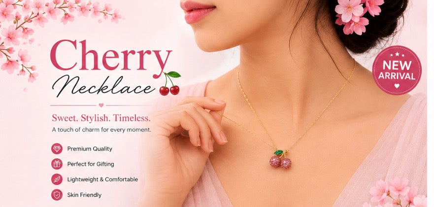 Cherry Necklace - Gold Plated Crystal
