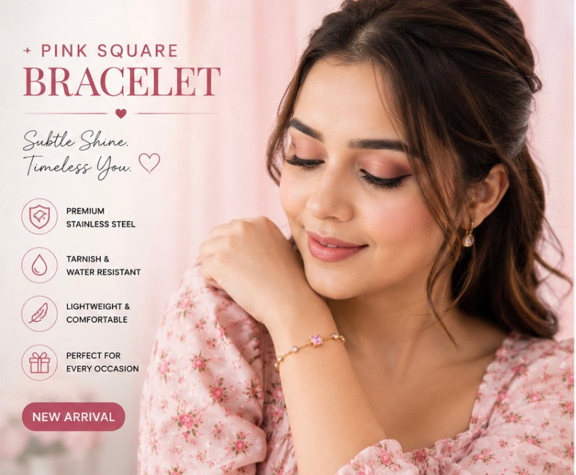 Pink Square Bracelet - Subtle Shine, Timeless You