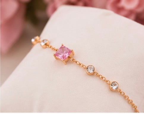 Pink Square Bracelet - Subtle Shine, Timeless You