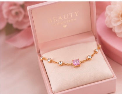 Pink Square Bracelet - Subtle Shine, Timeless You
