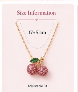 Cherry Necklace - Gold Plated Crystal